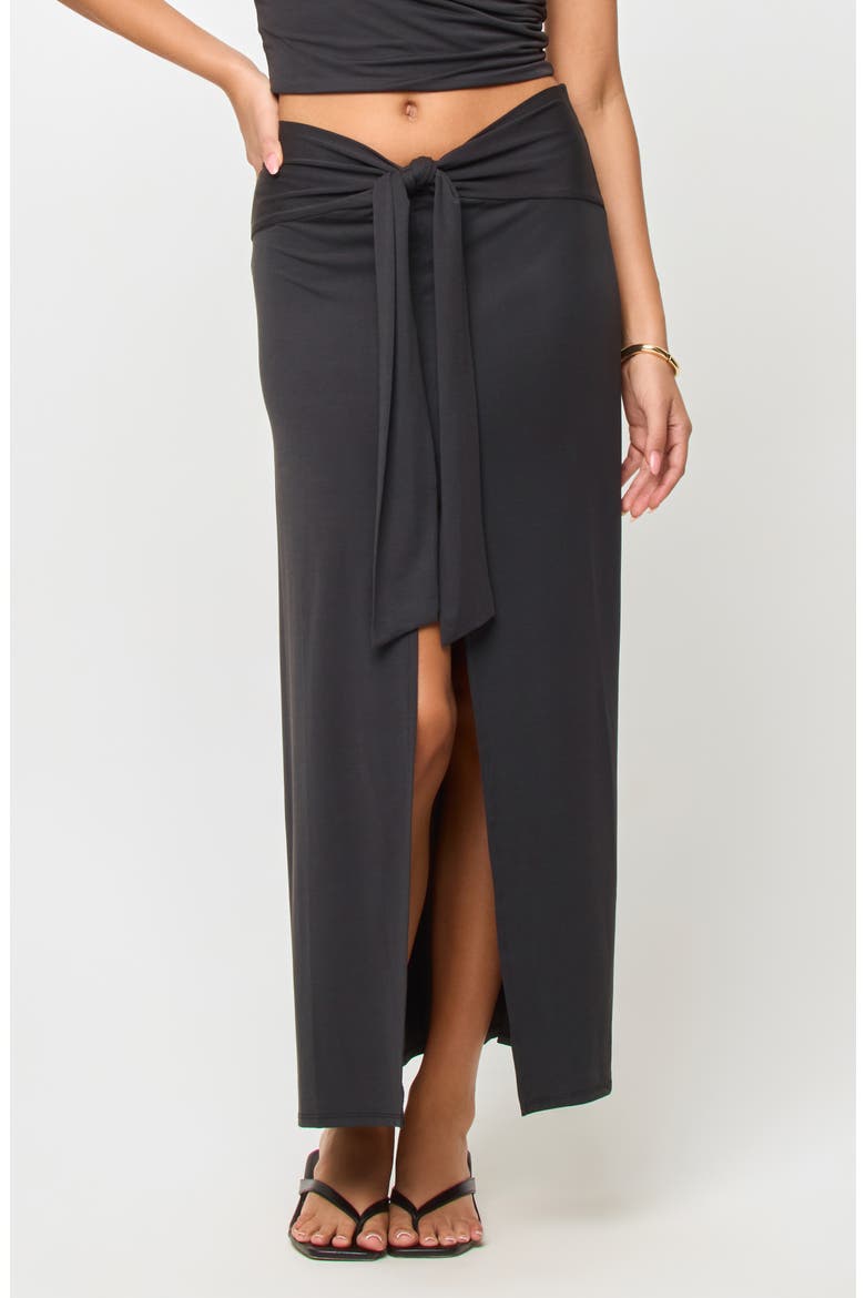 Moonlit Tie Front Midi Skirt Cover-Up, Main, color, BLACK