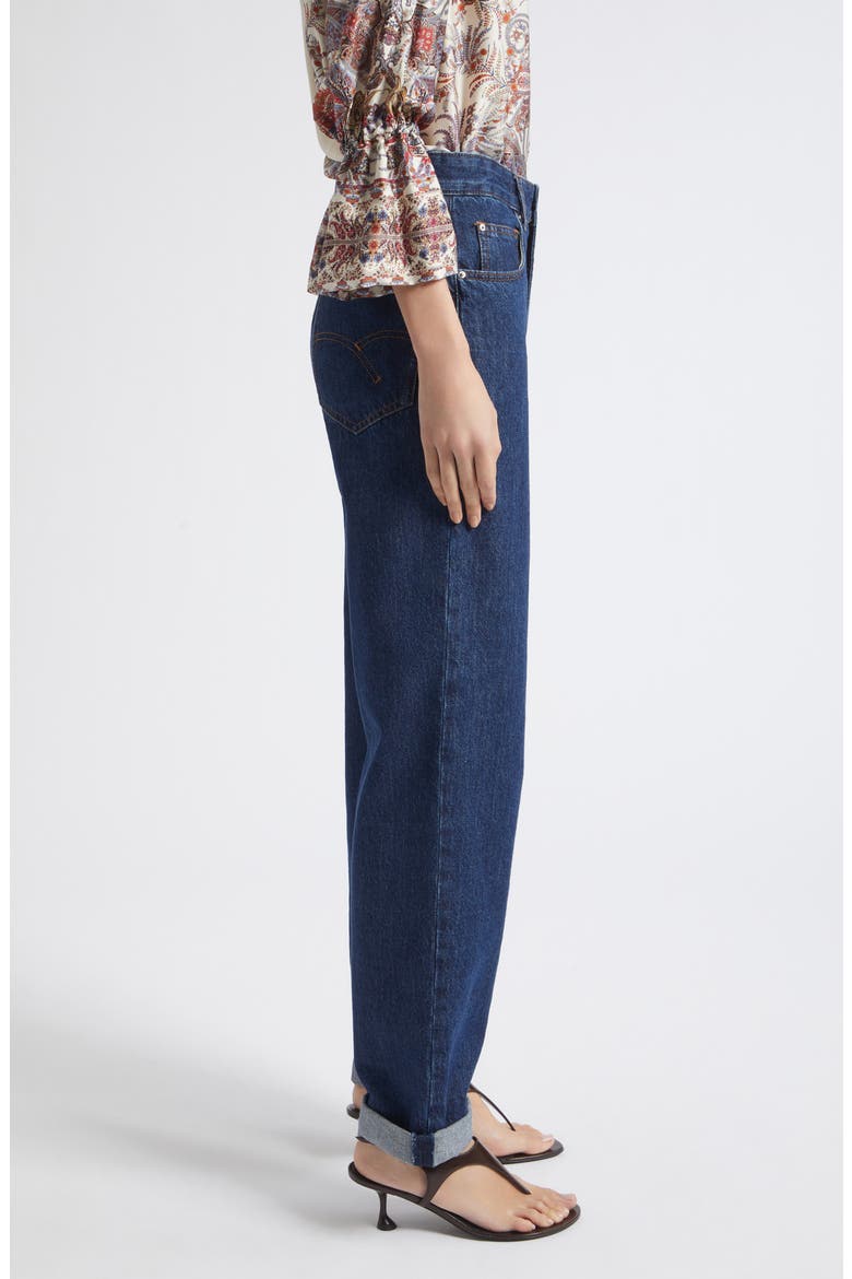 High Waist Straight Leg Jeans, Alternate, color, NAVY