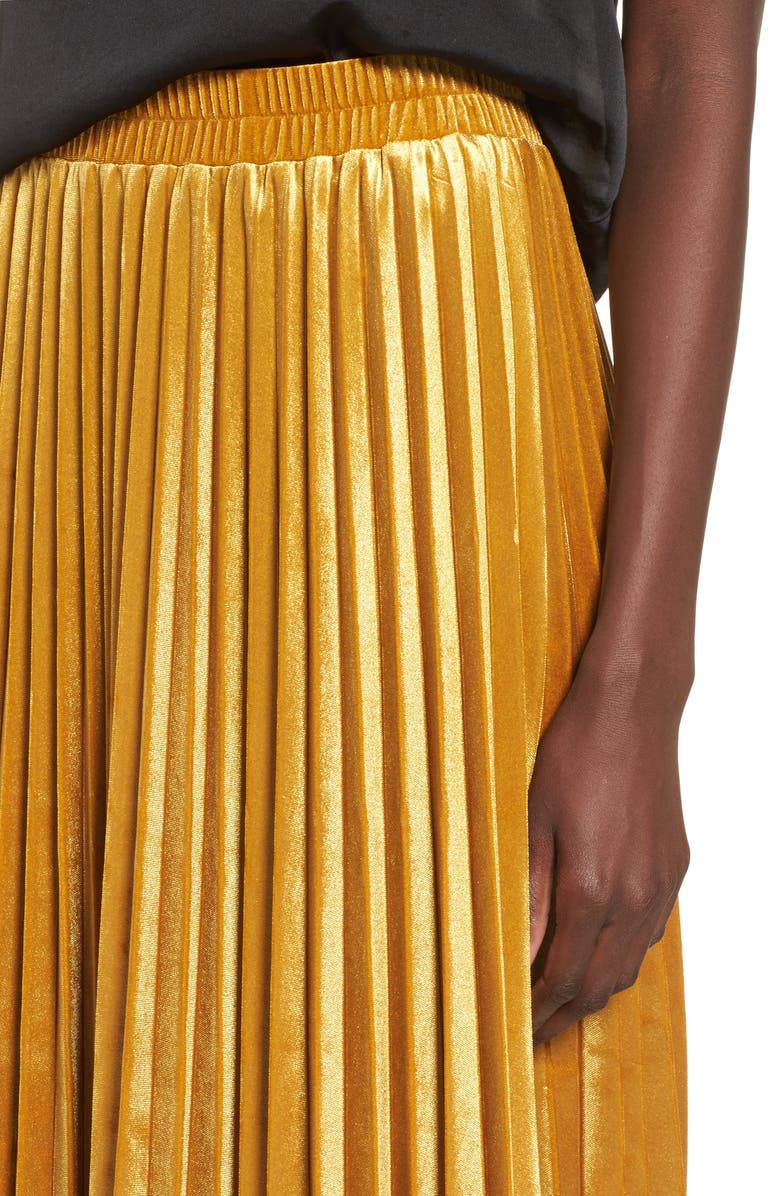 Chelsea28 Pleated Velvet Skirt, Alternate, color,