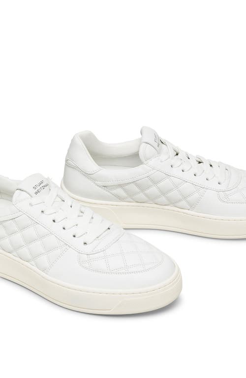 Stuart Weitzman Quilted Round Toe Sneakers With Rubber Sole In White