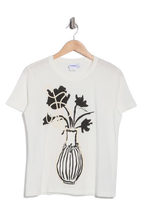 Flower Vase Semisheer Knit T-Shirt