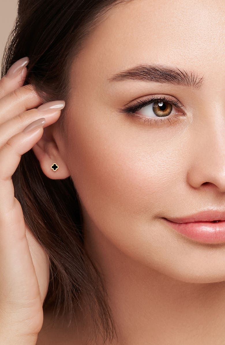 Ember Fine Jewelry 14K Gold Clover Stud Earrings, Alternate, color, Gold