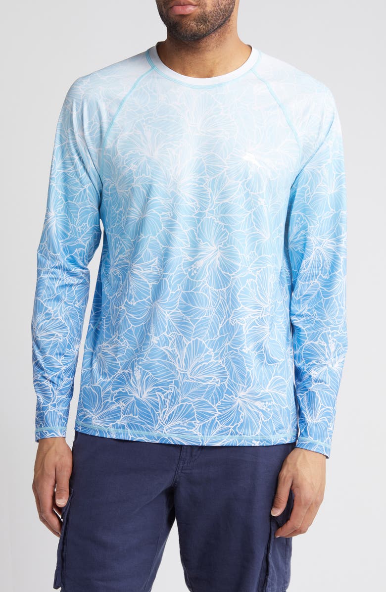 Tommy Bahama High Tide Hibiscus IslandZone<sup>®</sup> Floral Long Sleeve Rashguard, Main, color, Campanula