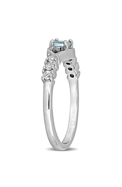 Delmar Sky Blue Topaz & White Sapphire Ring In Metallic
