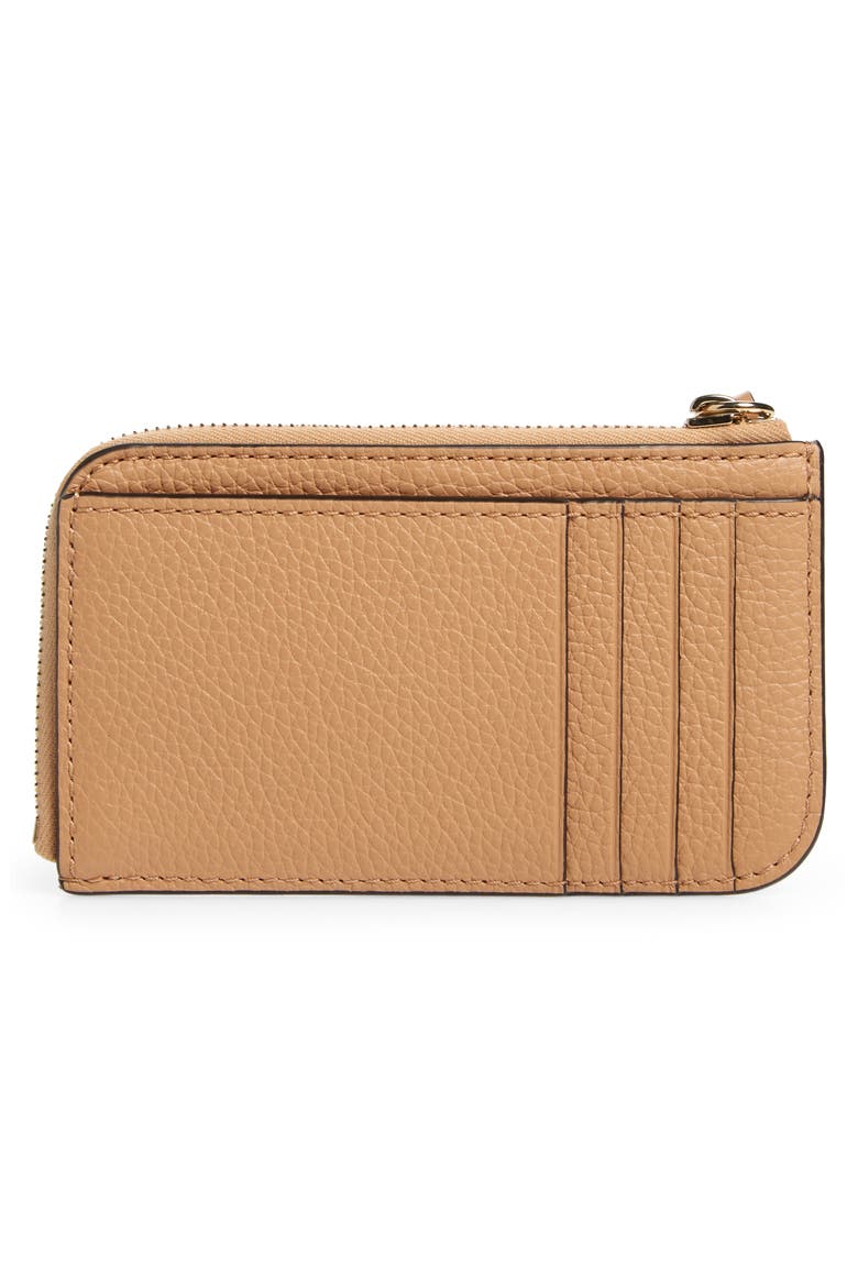 Alphabet Zip Leather Card Holder, Alternate, color, LIGHT TAN