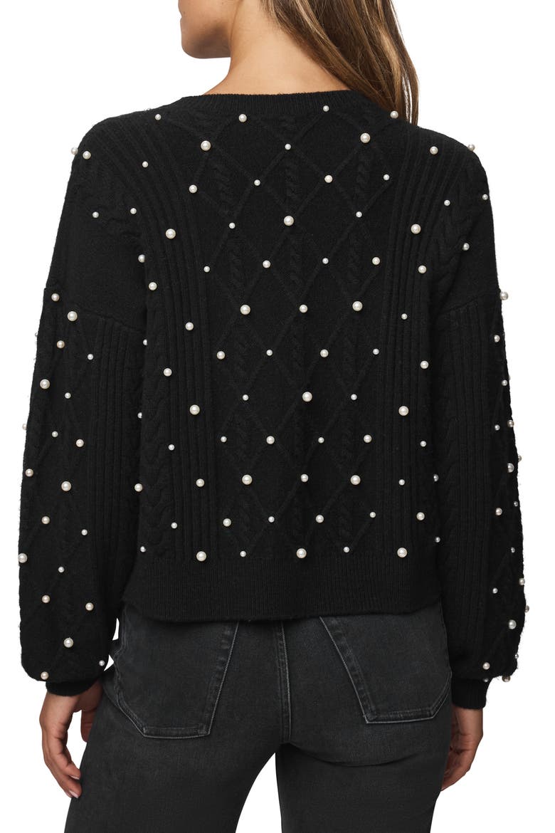 Demi Pearly Bead Sweater, Alternate, color, BLACK