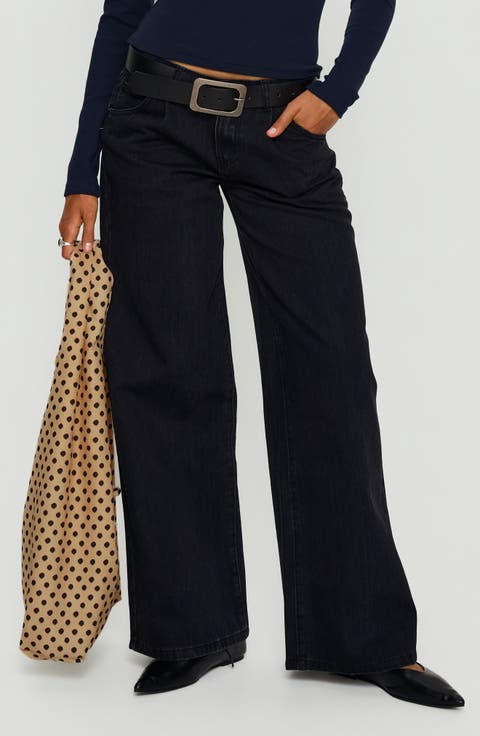 Supercut Low Rise Pleated Wide Leg Jeans