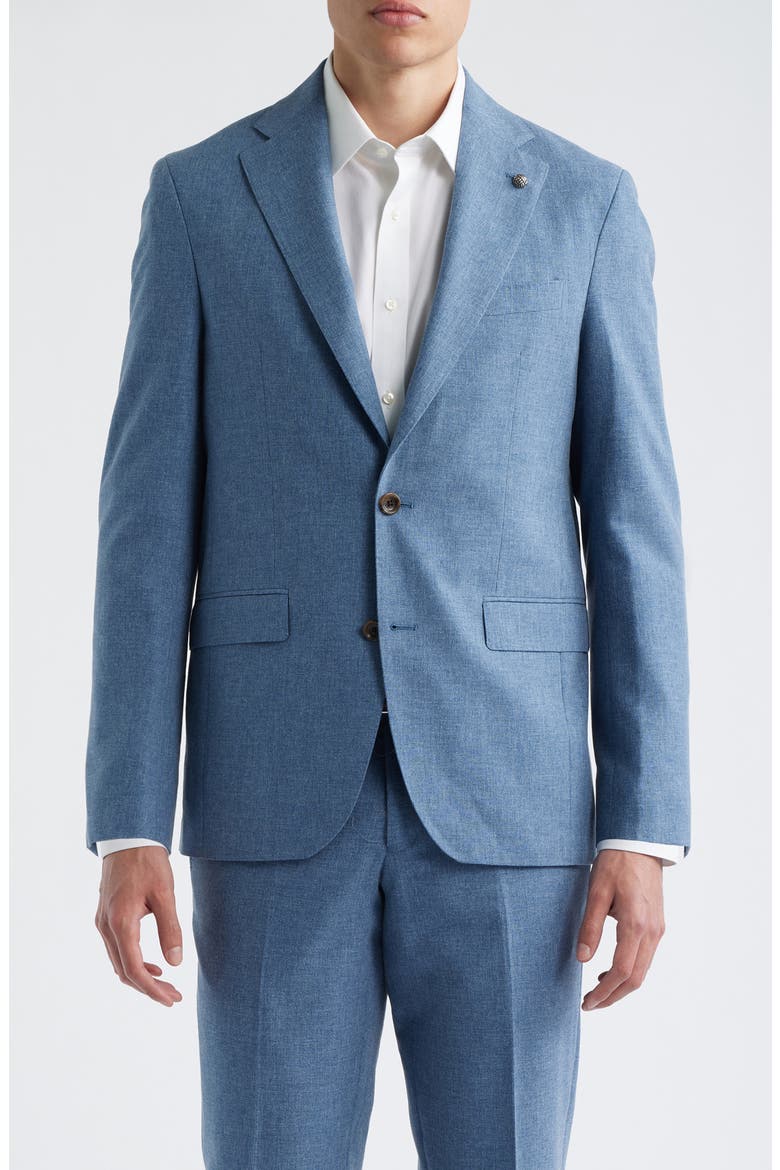 Midland Contemporary Fit Light Blue Mélange Wool & Cotton Blend Suit, Alternate, color, LIGHT BLUE