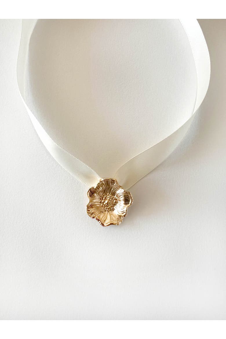 Poppy Ribbon Choker, Alternate, color, Gold