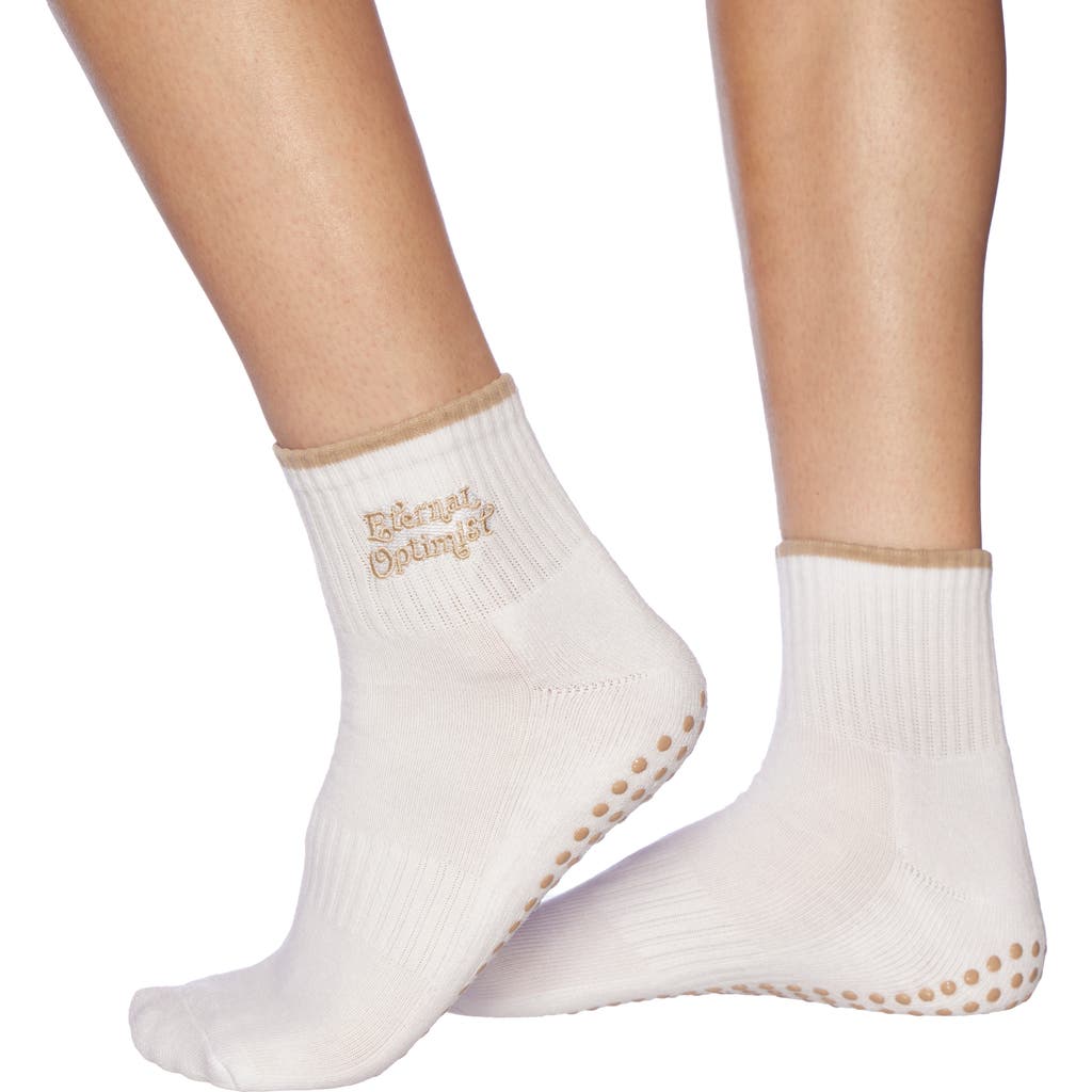 Souls. Optimist Embroidered Ankle Grip Socks In White