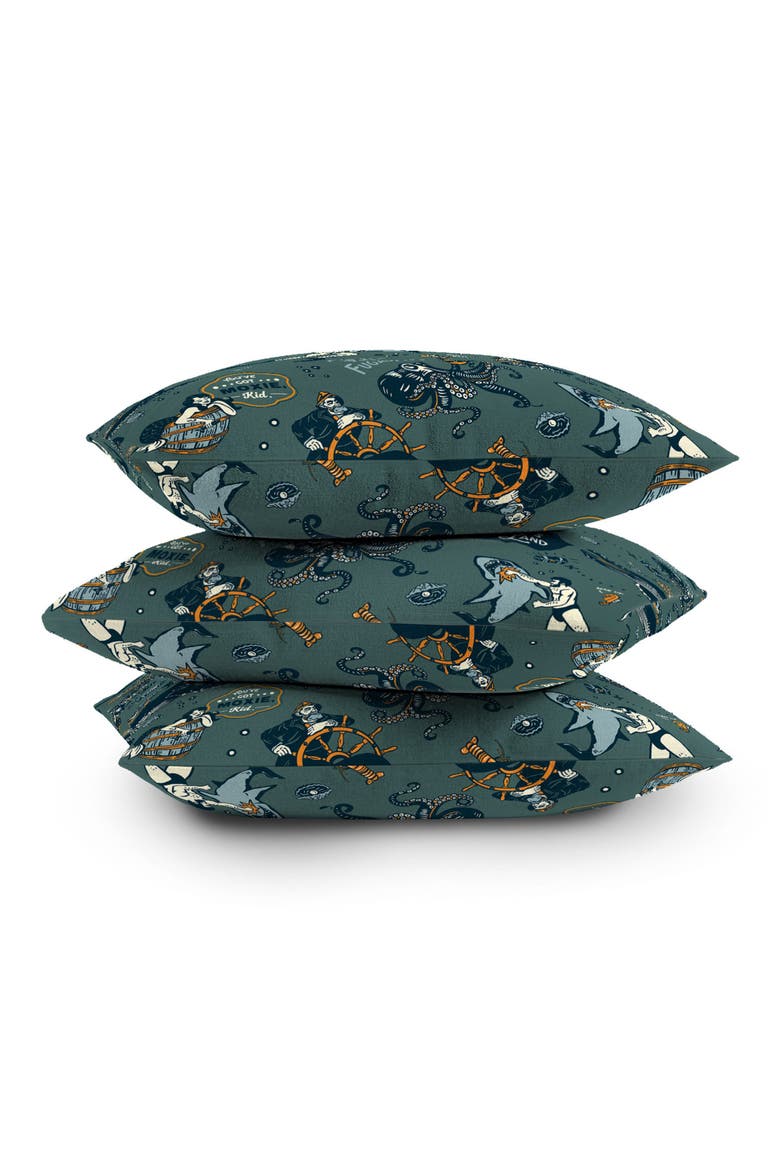 Ocean Pattern Square Throw Pillow, Alternate, color, GREEN