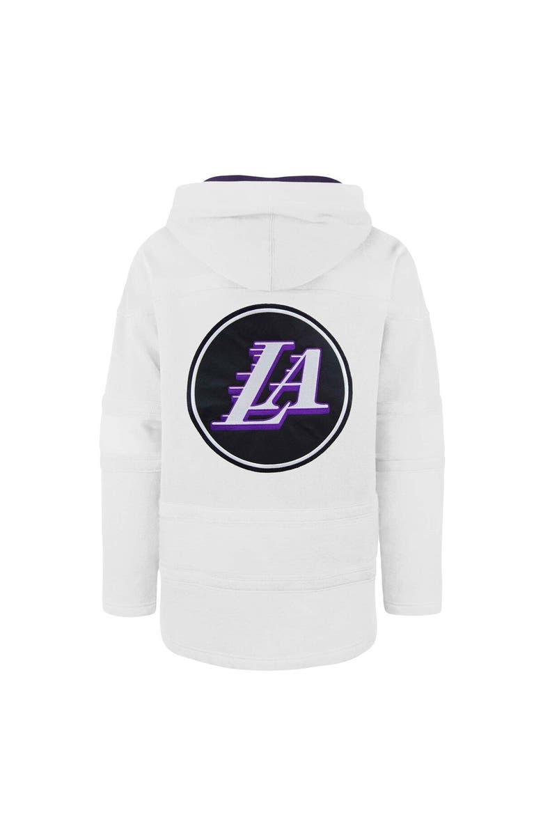 '47 Men's '47 White Los Angeles Lakers 2022/23 Pregame MVP Lacer Pullover Hoodie - City Edition, Alternate, color, 