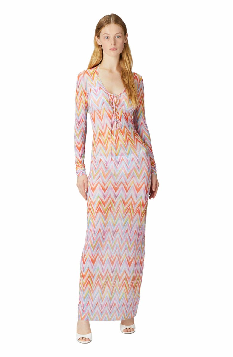 Missoni Fitted Long Cover-up In Printed Tulle, Main, color, 