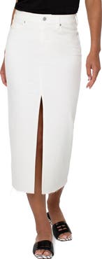 Liverpool Los Angeles Raw Hem Denim Maxi Skirt