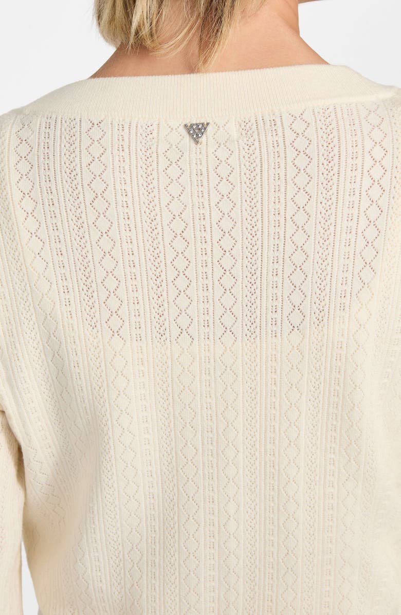 GUESS Lyla Pointelle Crop Cardigan, Alternate, color,