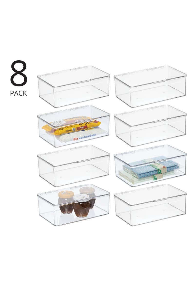 mDesign Kitchen Pantry/Fridge Storage Organizer Box - Hinged Lid, 8 Pack, Alternate, color, 