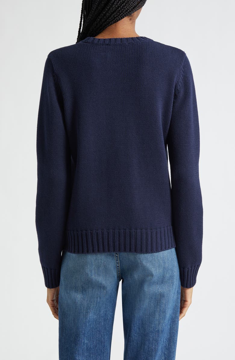 Sporty 
Rich Vendome Embroidered Crop Cotton Sweater, Alternate, color, Dark Navy