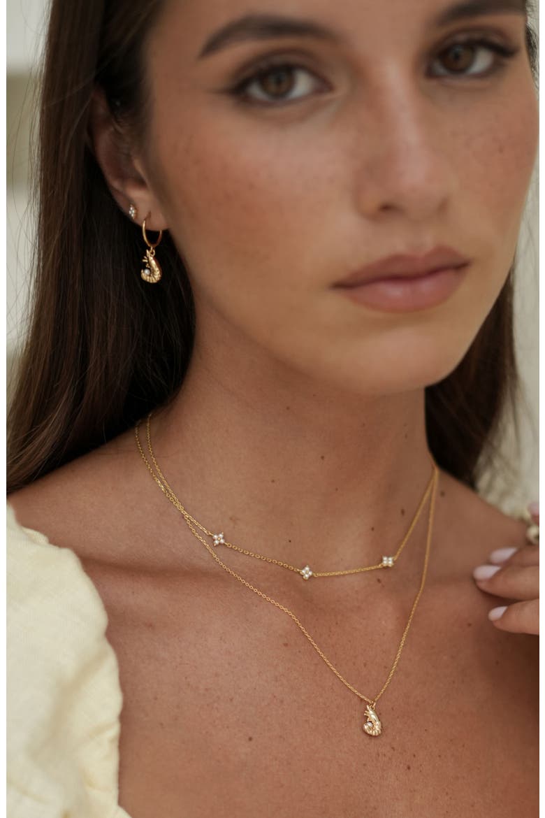 Shrimp Faux Pearl Pendant Necklace, Alternate, color, GOLD
