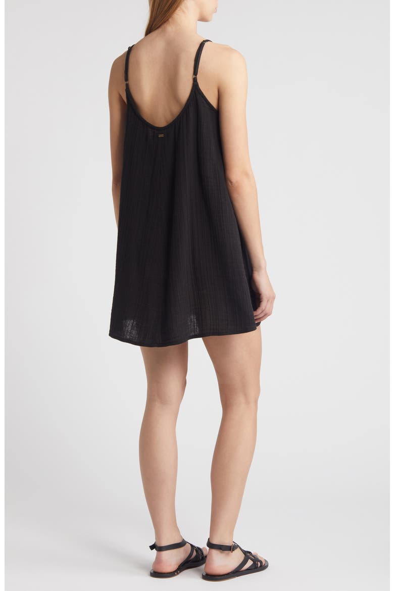 Premium Surf Cotton Gauze Minidress, Alternate, color, BLACK