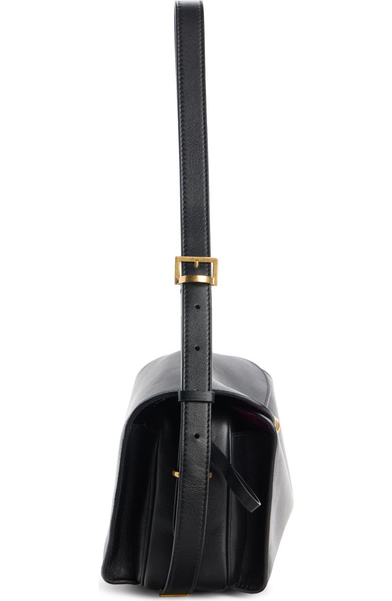 Balenciaga Medium Paris VII Leather Shoulder Bag, Alternate, color, Black/ Muscade