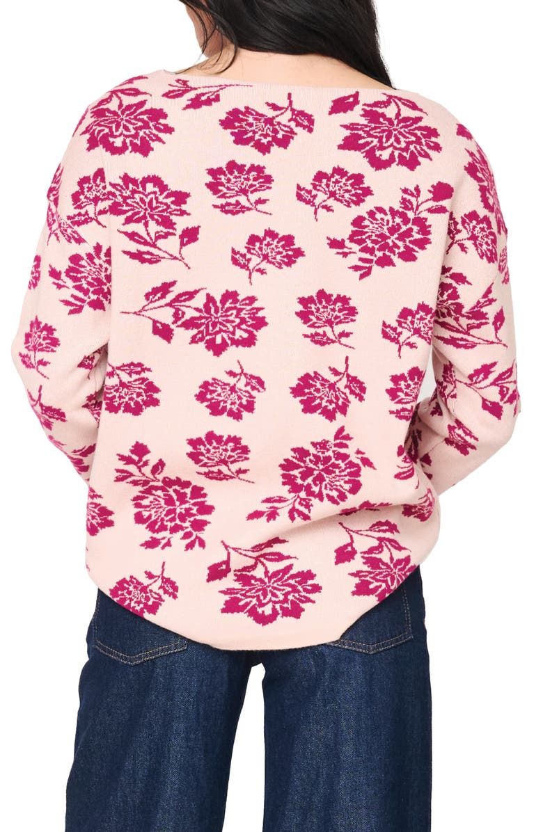 GIBSONLOOK Relaxed Fit Intarsia Sweater, Alternate, color, Cerise / Pink Smoke