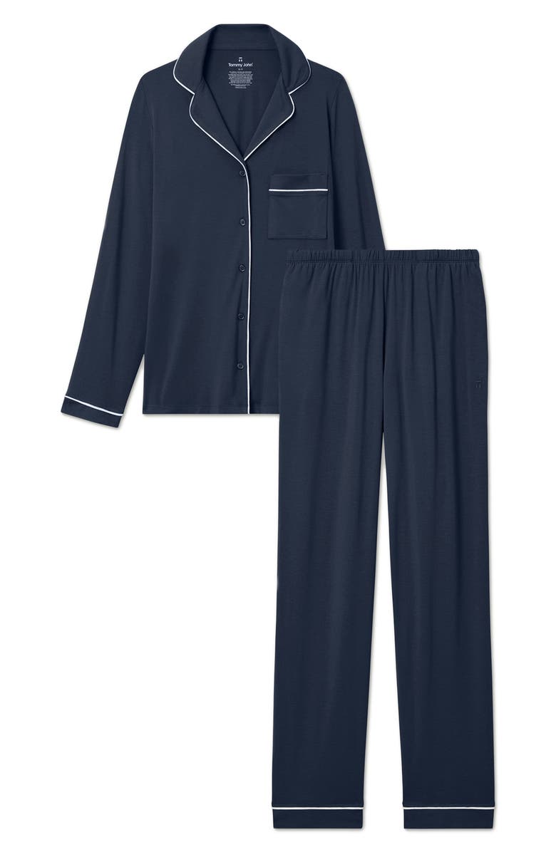 Tommy John Piped Pajamas, Alternate, color, Blue