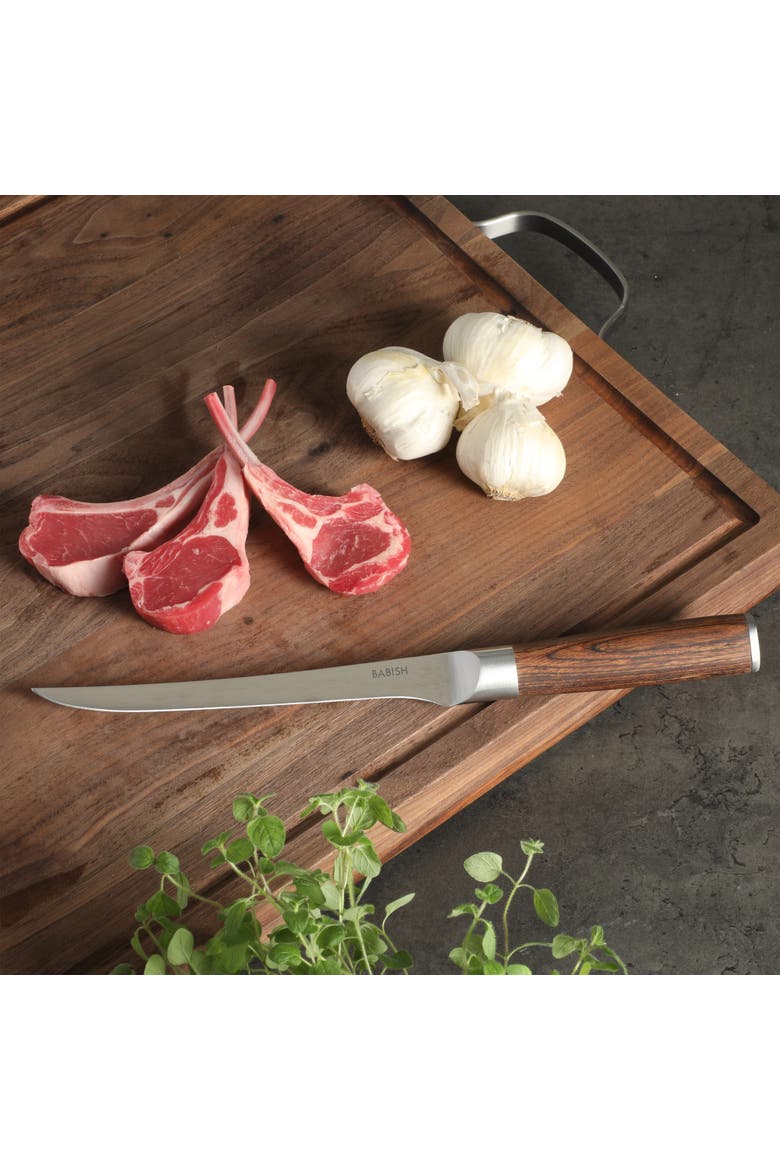 German Stainless Steel Boning and Fillet Knife with Pakka Wood Handle, Alternate, color, Dark Brown