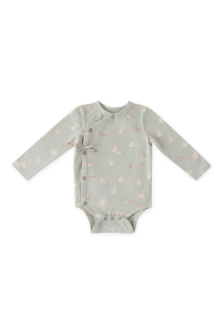 Littles Long Sleeve Organic Cotton Romper, Main, color, HOPPY BUNNY