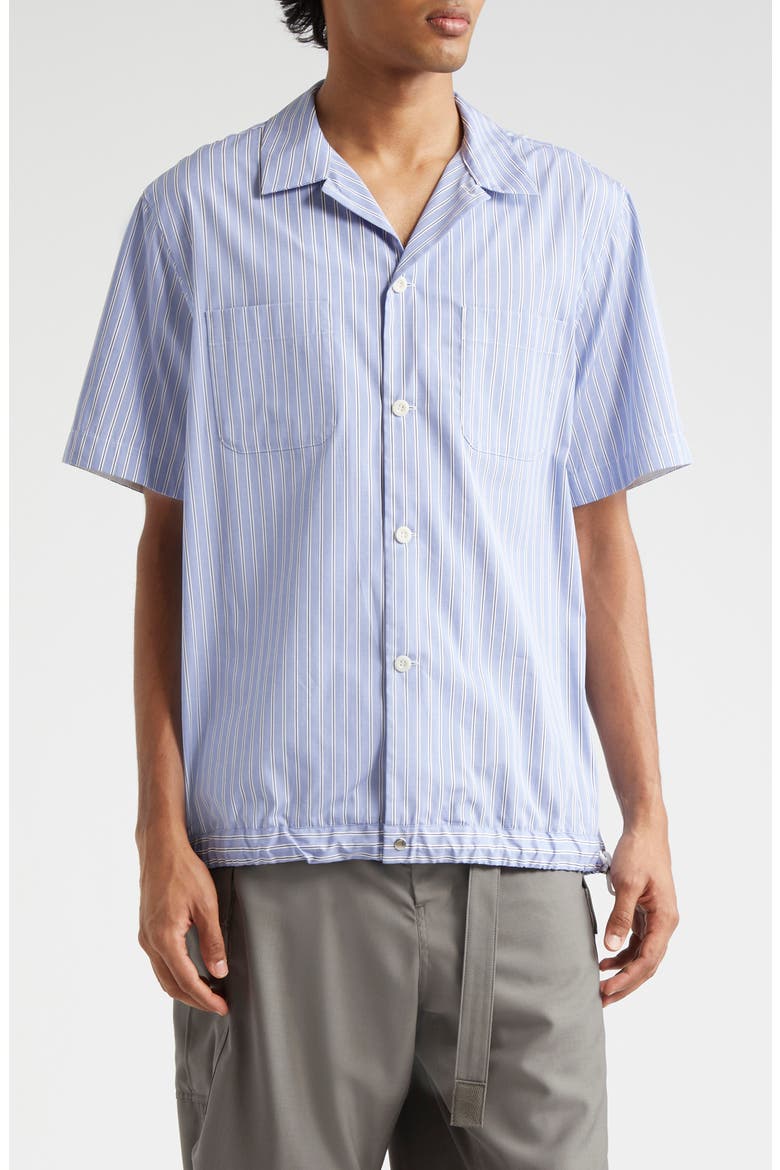 Stripe Cotton Poplin Camp Shirt, Main, color, BLUE STRIPE