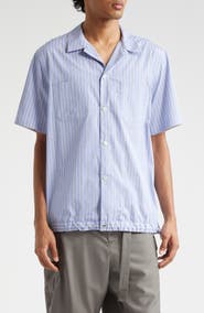 Sacai Stripe Cotton Poplin Camp Shirt