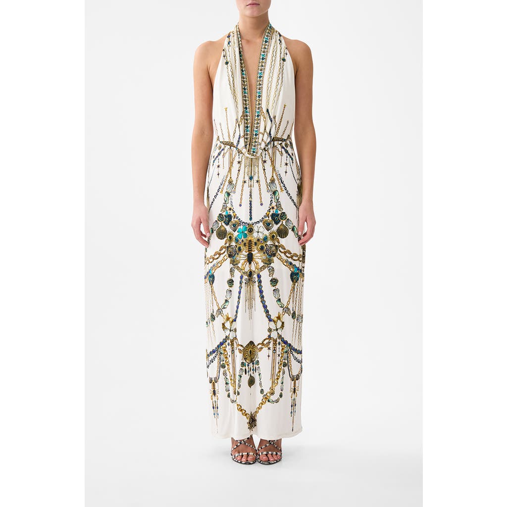 Camilla Deep Cowl Plunge Dress In White