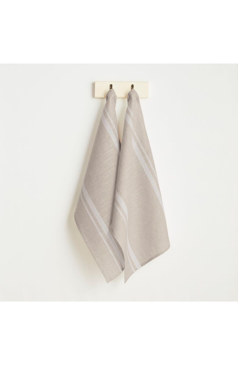 Solino Home Linen Kitchen Towels - French Stripe, Alternate, color, White And Natural