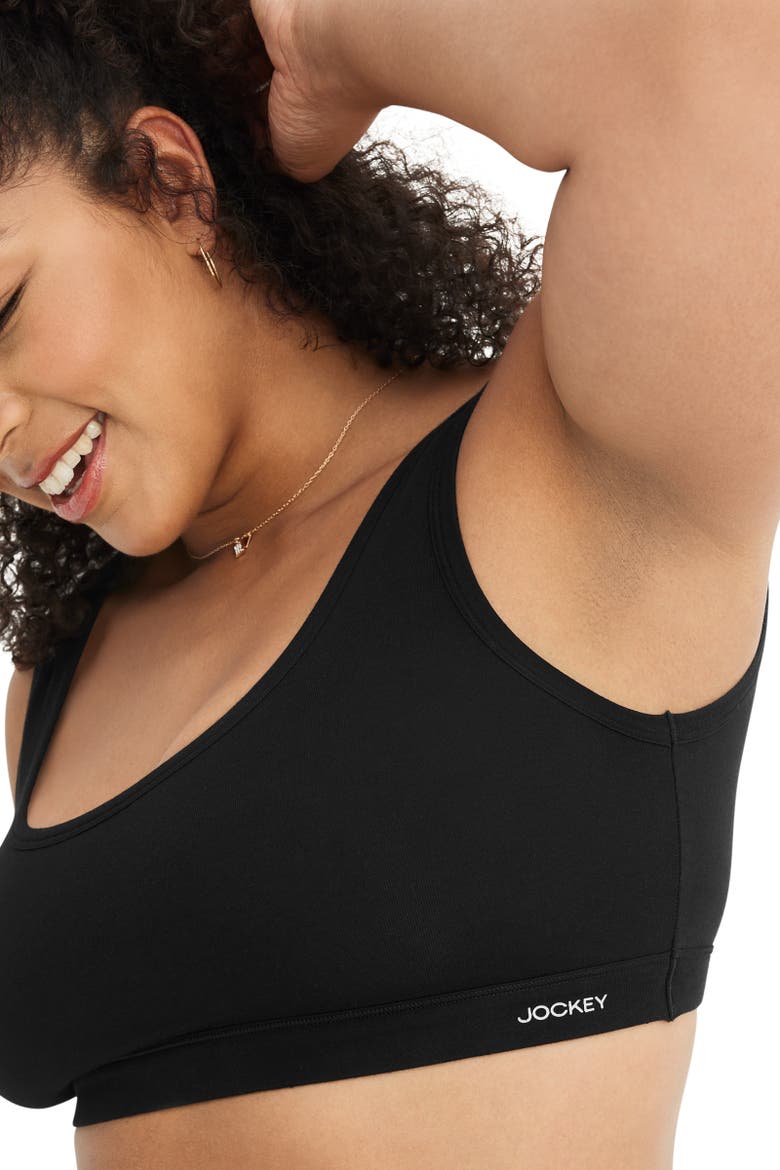 Womens Organic Cotton Stretch Tank Strap Bralette, Alternate, color, Black Night