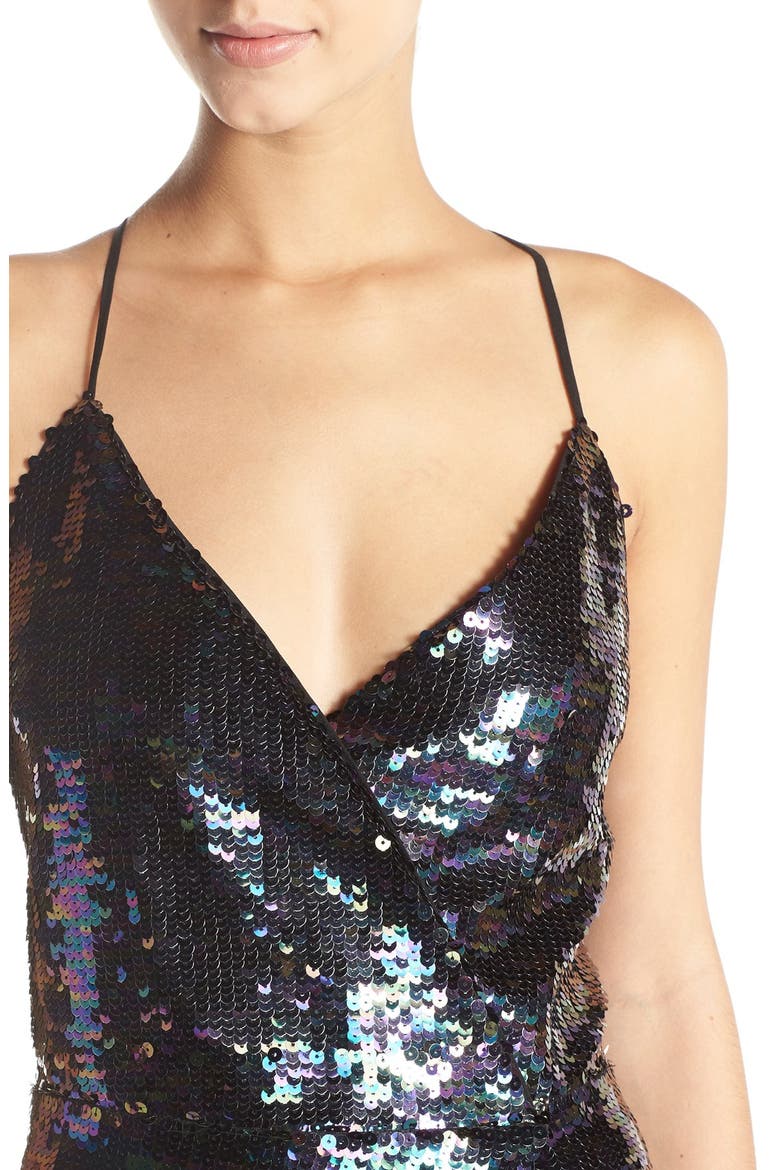 Sequin Wrap Slipdress, Alternate, color, BLACK MULTI