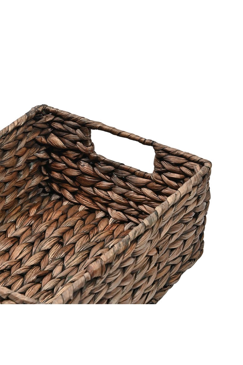 Lane Classic Farmhouse Hand-Woven Hyacinth Pantry Baskets with Chalkboard Labels and Handles, Alternate, color, Brown