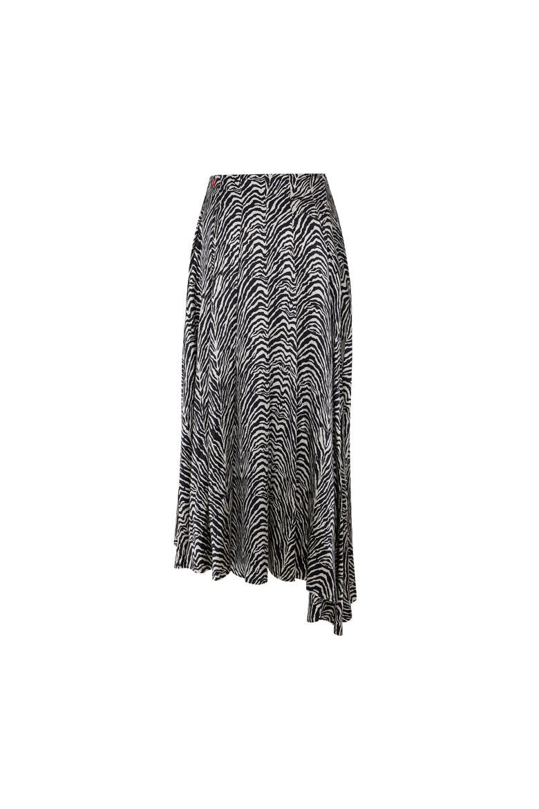 Pure Silk Zebra Long Skirt, Alternate, color, black
