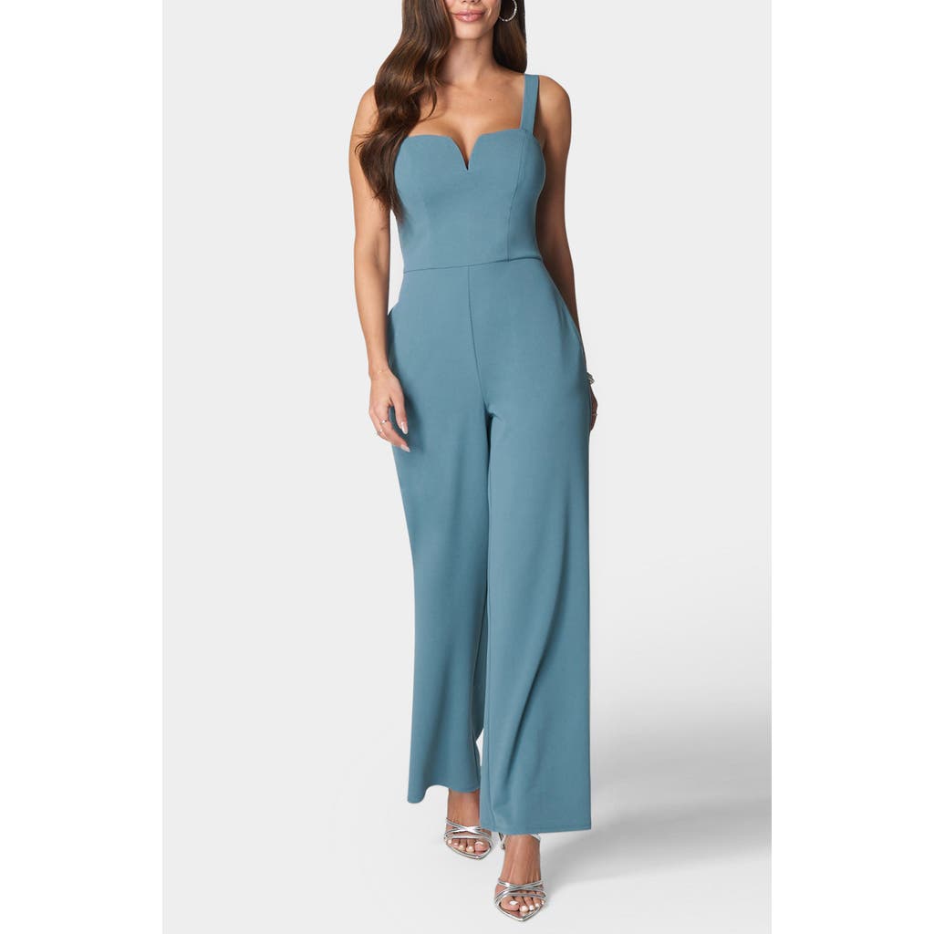 Bebe V Wire Core Jumpsuit In Blue