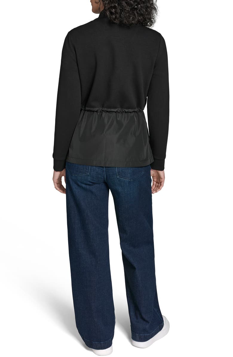 KARL LAGERFELD Mixed Media Packable Jacket, Alternate, color, Black