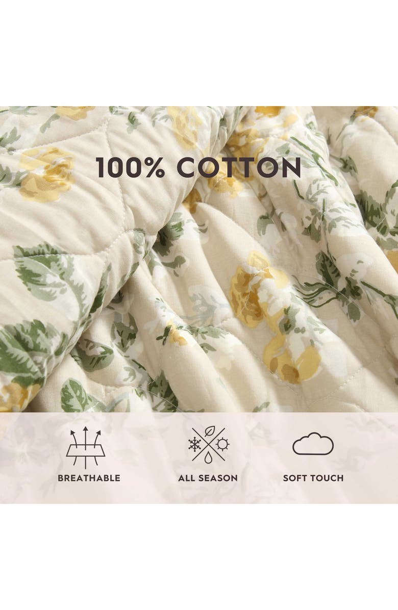 Laura Ashley Roses Quilt & Sham Set, Alternate, color, Gold/ Beige