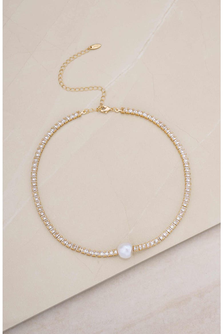 Freshwater Pearl Tennis Necklace, Alternate, color, GOLD