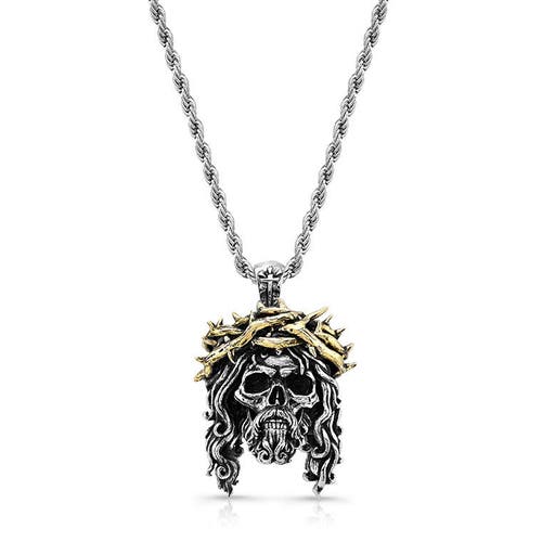 Room101 Jesus Skull Piece Pendant In Silver/gold