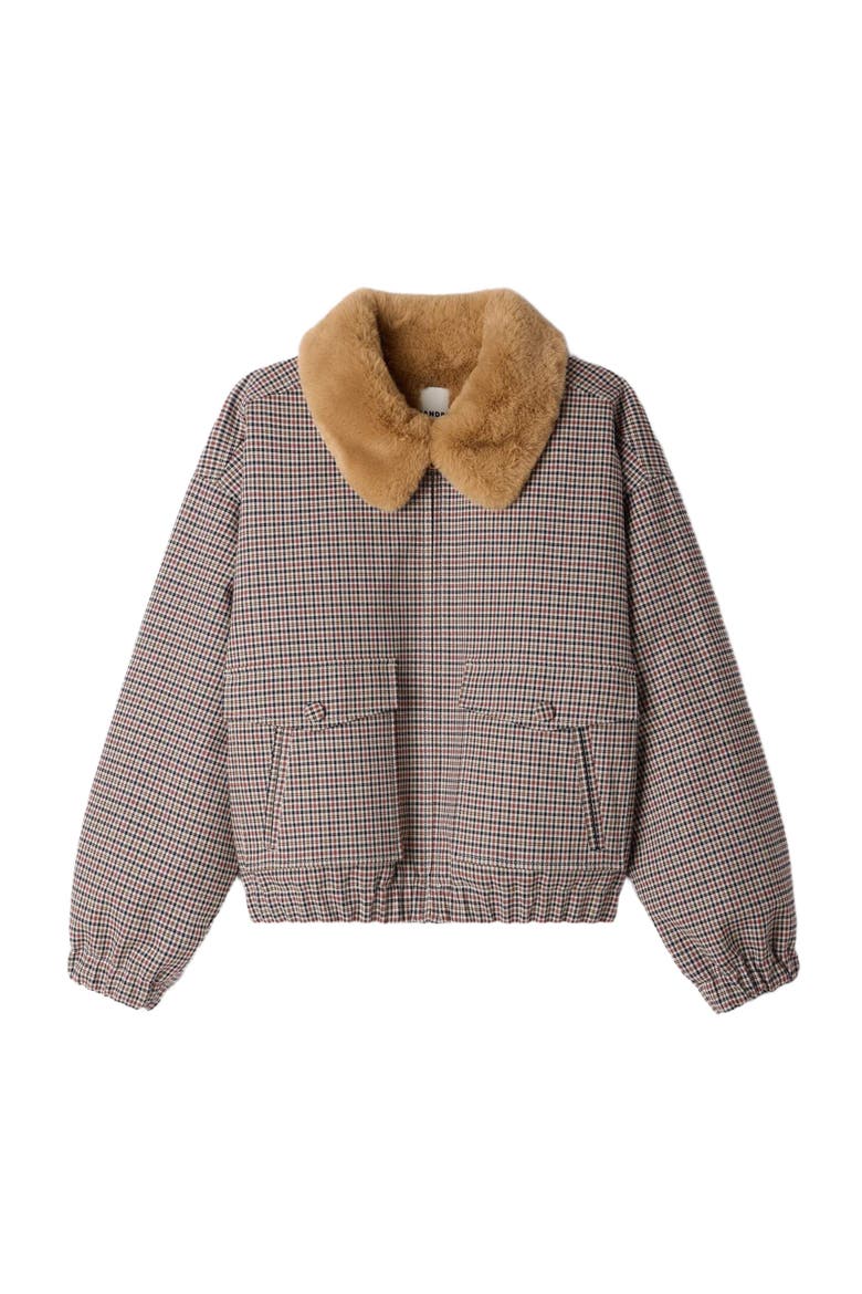 Faux fur-lined coat, Alternate, color, Brown