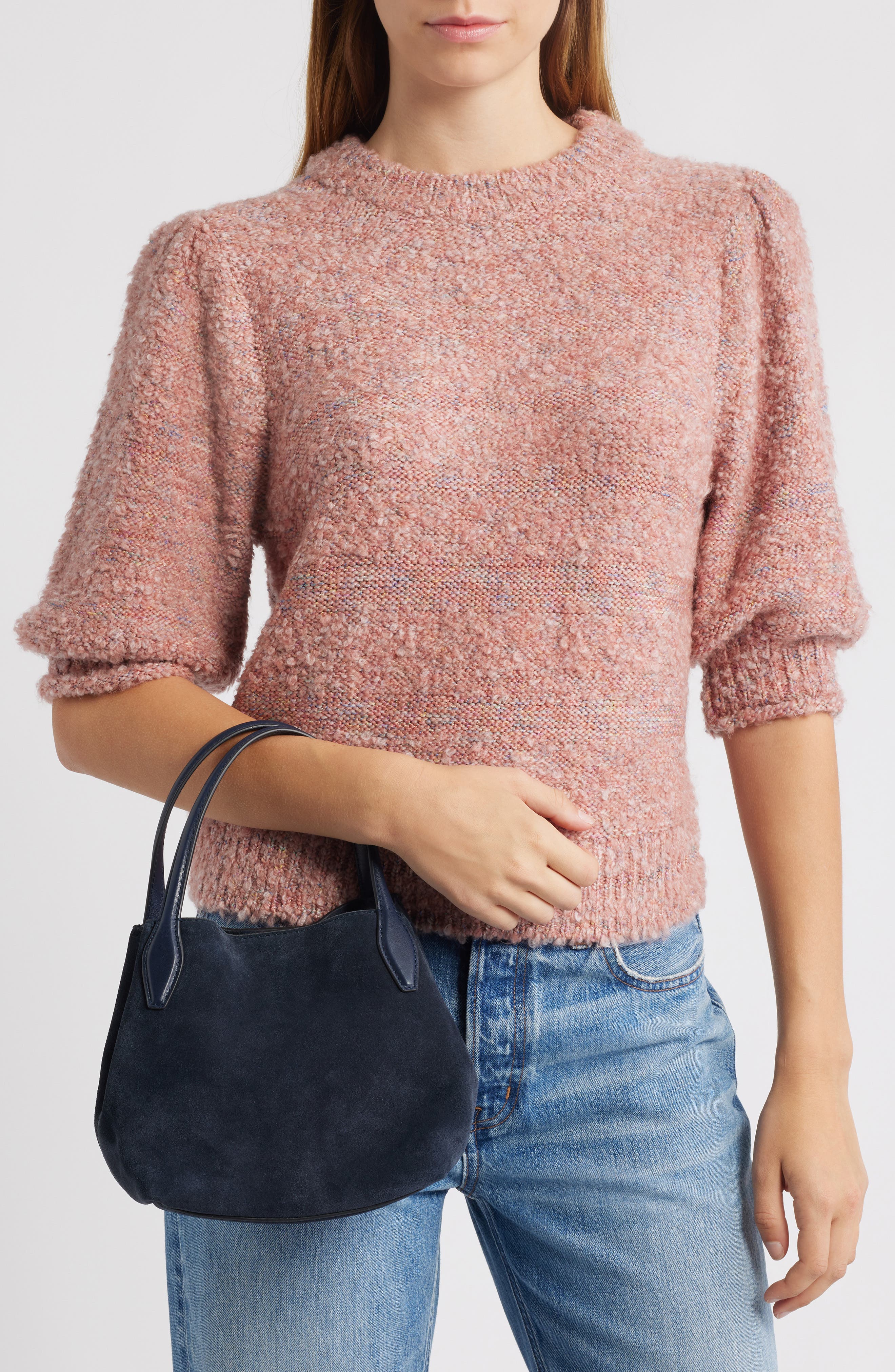 The Mini Suede Shopper Tote (Nordstrom Exclusive), Alternate, color, DEEP INDIGO