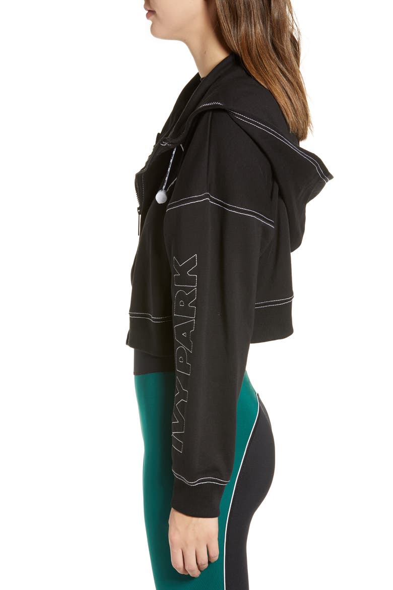 Logo Crop Hoodie, Alternate, color, BLACK