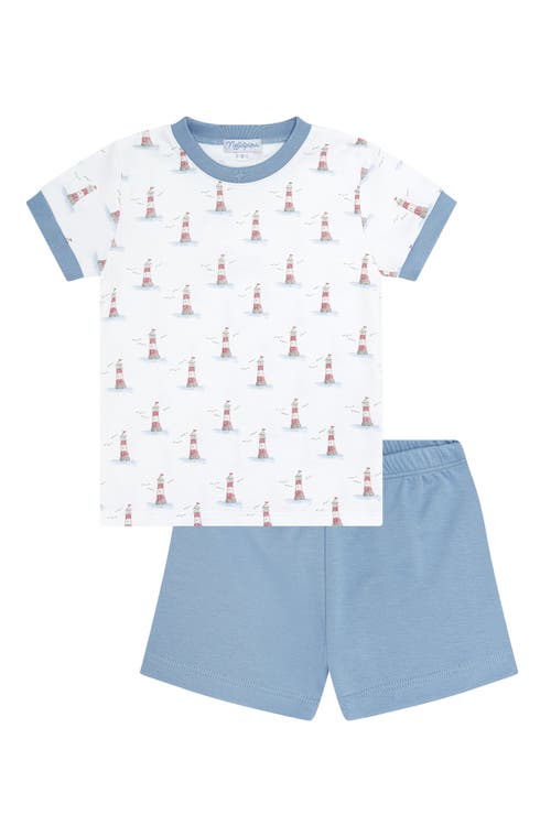 Nellapima Lighthouse Print Boy Short Set In White