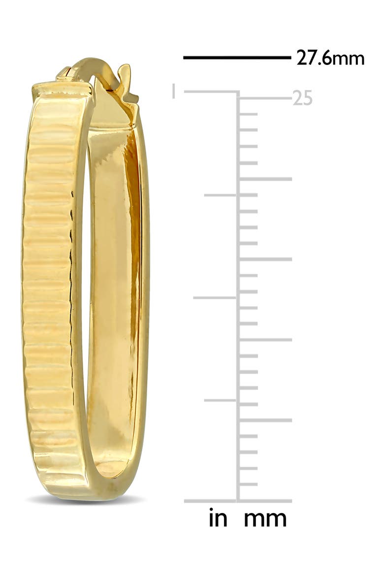 10K Yellow Gold Ribbed Oval Hoop Earrings, Alternate, color, GOLD
