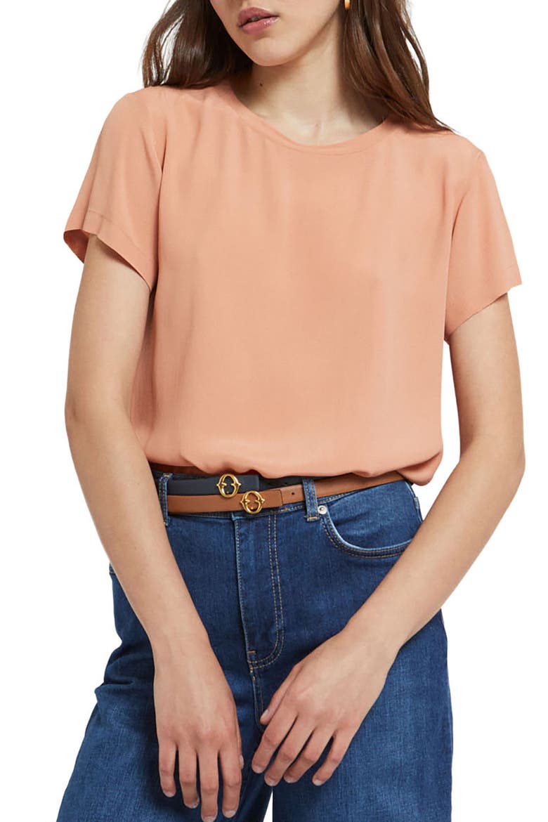 Silk Blend T-Shirt, Main, color, Peach
