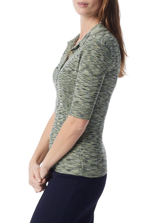 Do By Dee Ocleppo Cleo Space Dye Rib Polo Sweater In Green