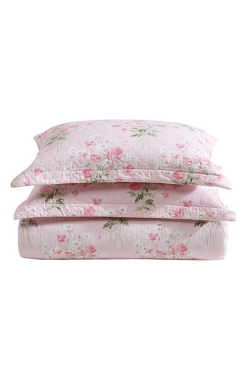 Laura Ashley Veronica's Bouquet Quilt Set In Pink/white