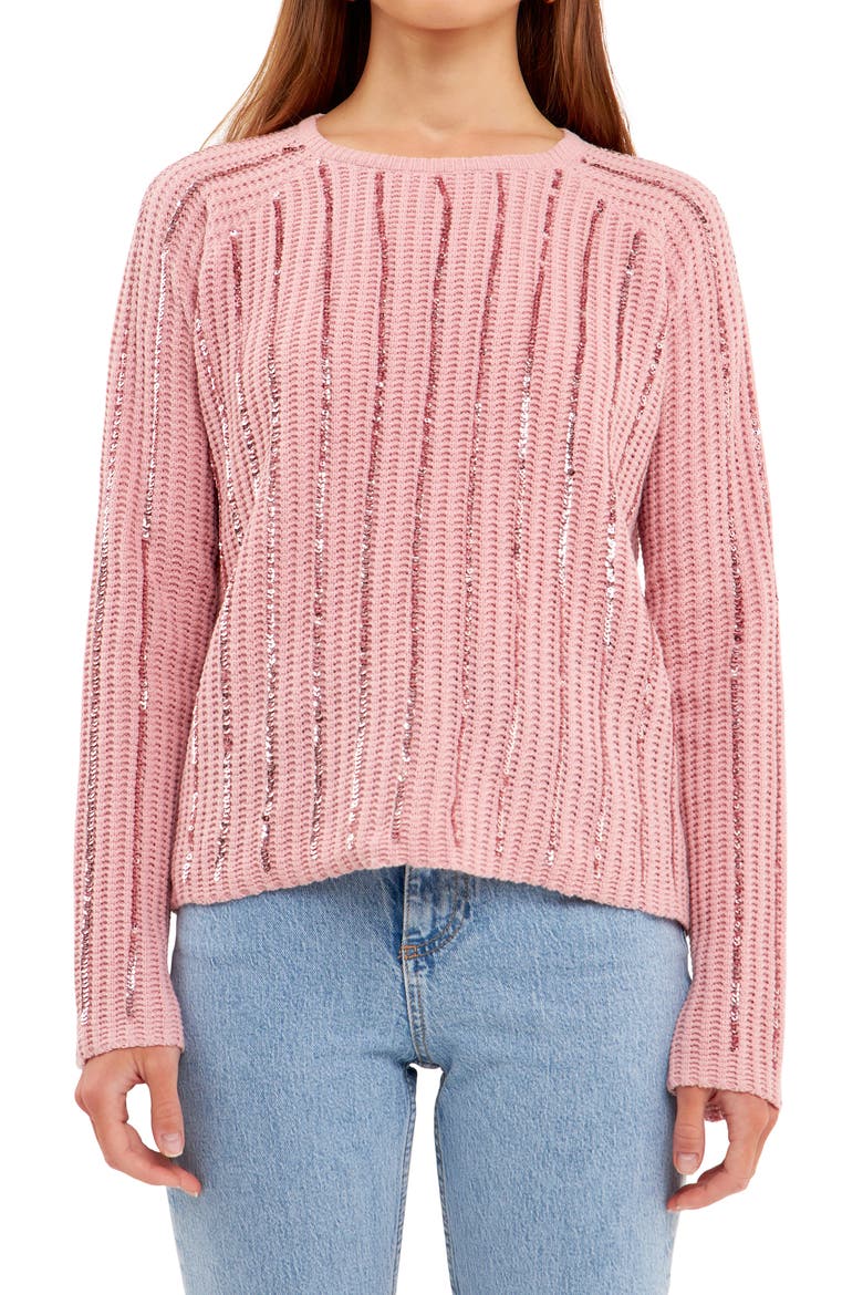Sequin Detail Sweater, Alternate, color, PINK